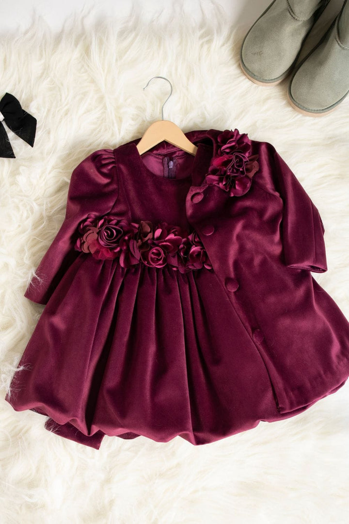 Baby Elizabeth Overcoat' – Red Kids Winter Coat | PNK – Isha Arora India