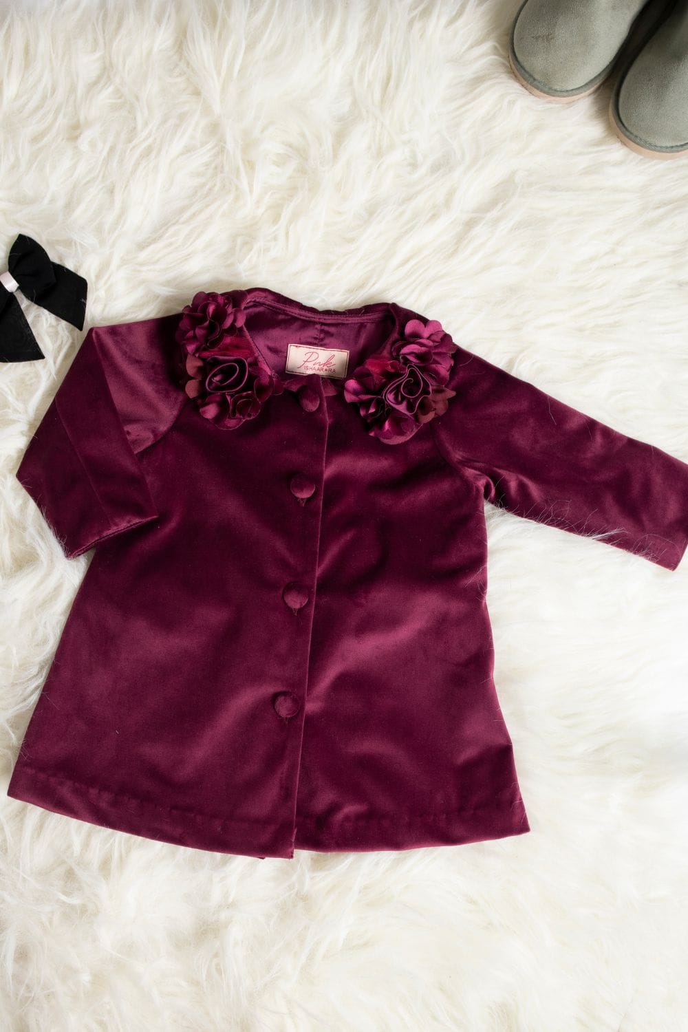 Baby Elizabeth Overcoat' – Red Kids Winter Coat | PNK – Isha Arora India