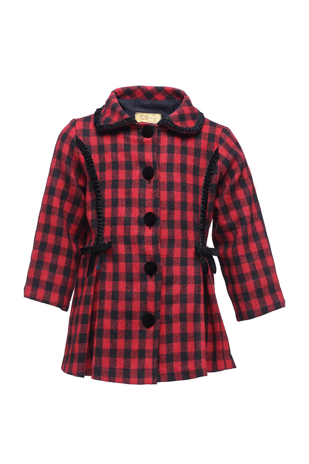 Gingham Check Princess Coat – Red Kids Winter Coat | PNK – Isha Arora India