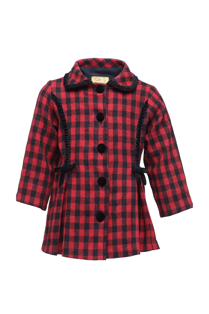 Gingham Check Princess Coat – Red Kids Winter Coat | PNK – Isha Arora India