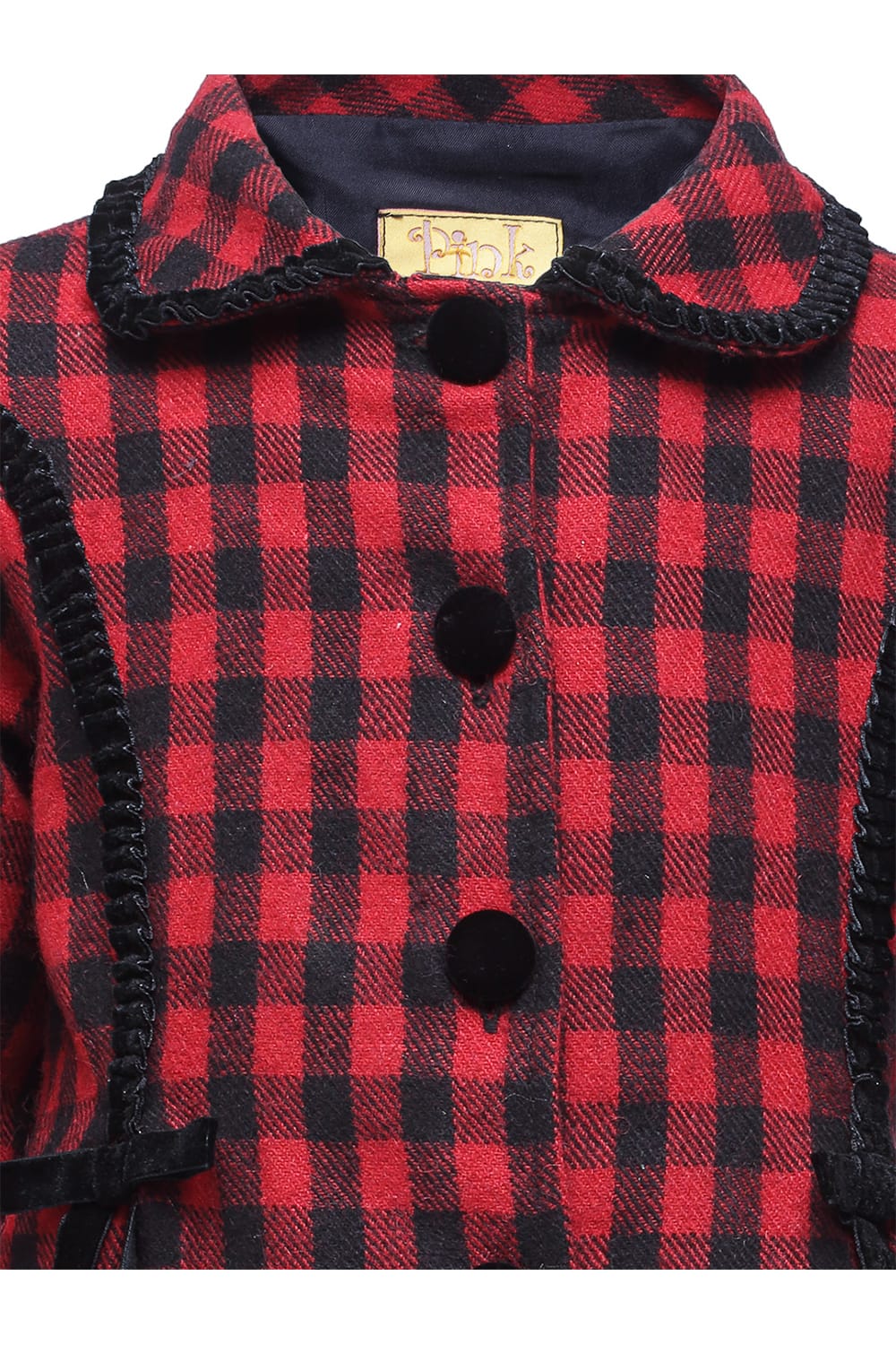 Gingham Check Princess Coat – Red Kids Winter Coat | PNK – Isha Arora India