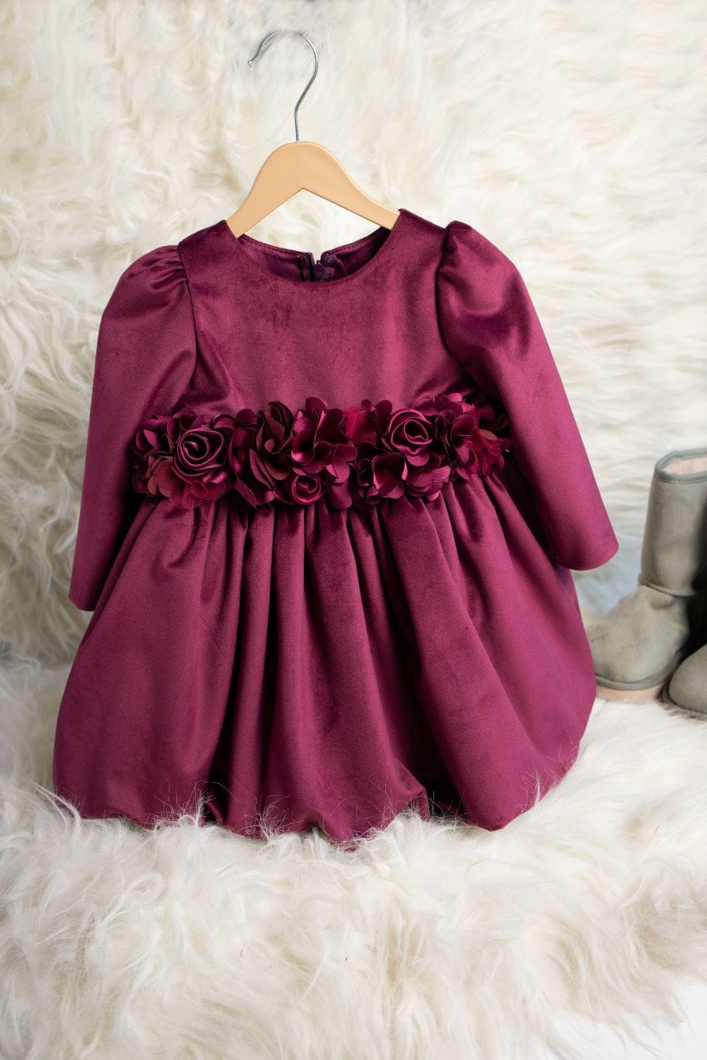 Baby Elizabeth Dress – Maroon Designer Dress for Girls | PNK – Isha Arora India