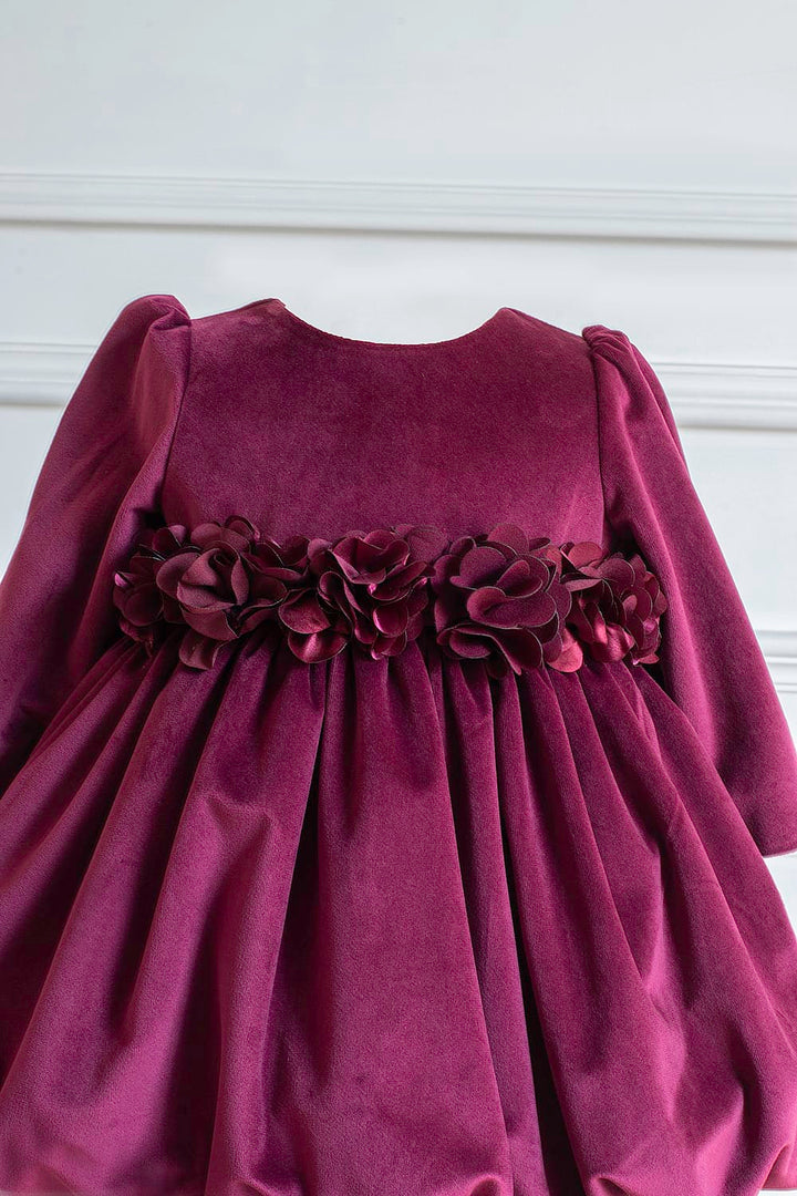 Baby Elizabeth Dress – Maroon Designer Dress for Girls | PNK – Isha Arora India