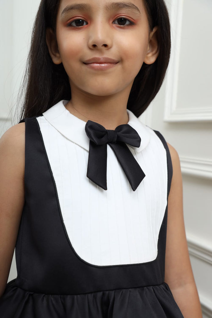 Black & White Classic Dress – Black Designer Dress for Girls | PNK – Isha Arora India