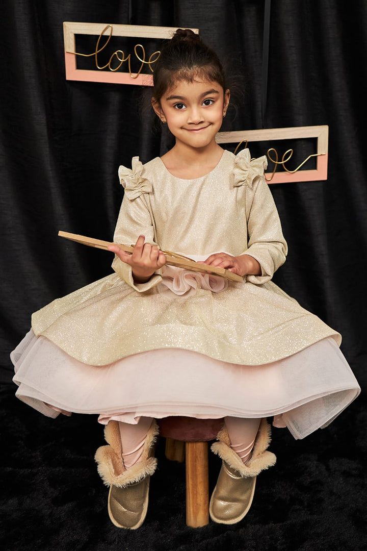 Bling Ballerina - Gold – Gold Designer Dress for Girls | PNK – Isha Arora India
