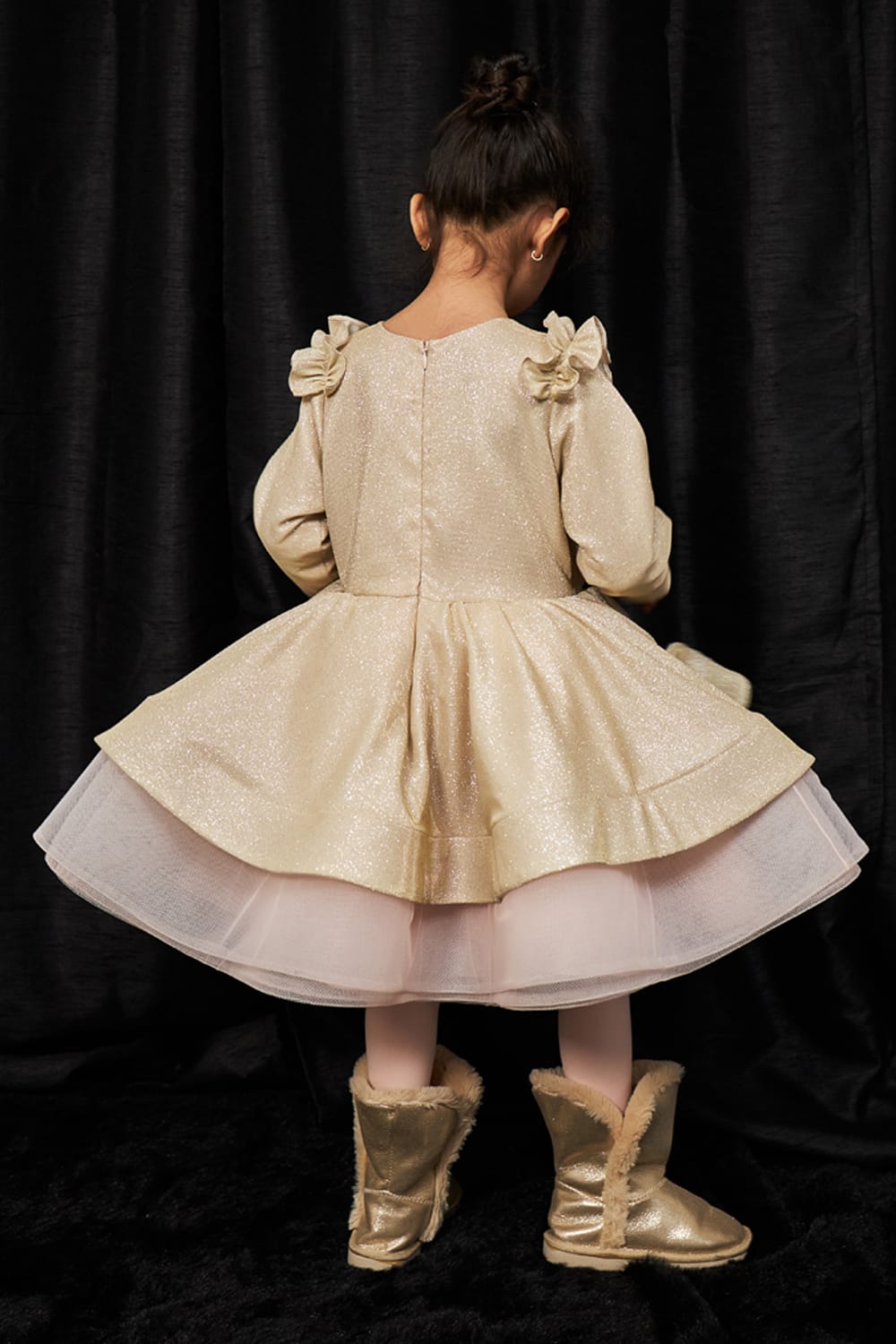 Bling Ballerina - Gold – Gold Designer Dress for Girls | PNK – Isha Arora India