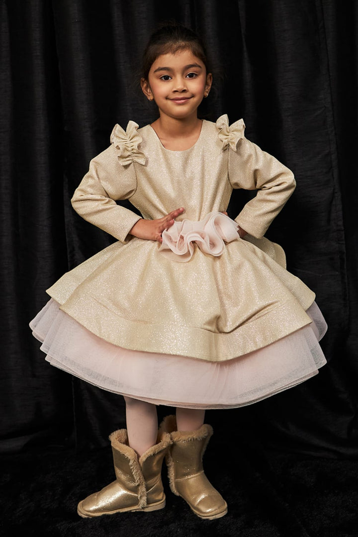 Bling Ballerina - Gold – Gold Designer Dress for Girls | PNK – Isha Arora India