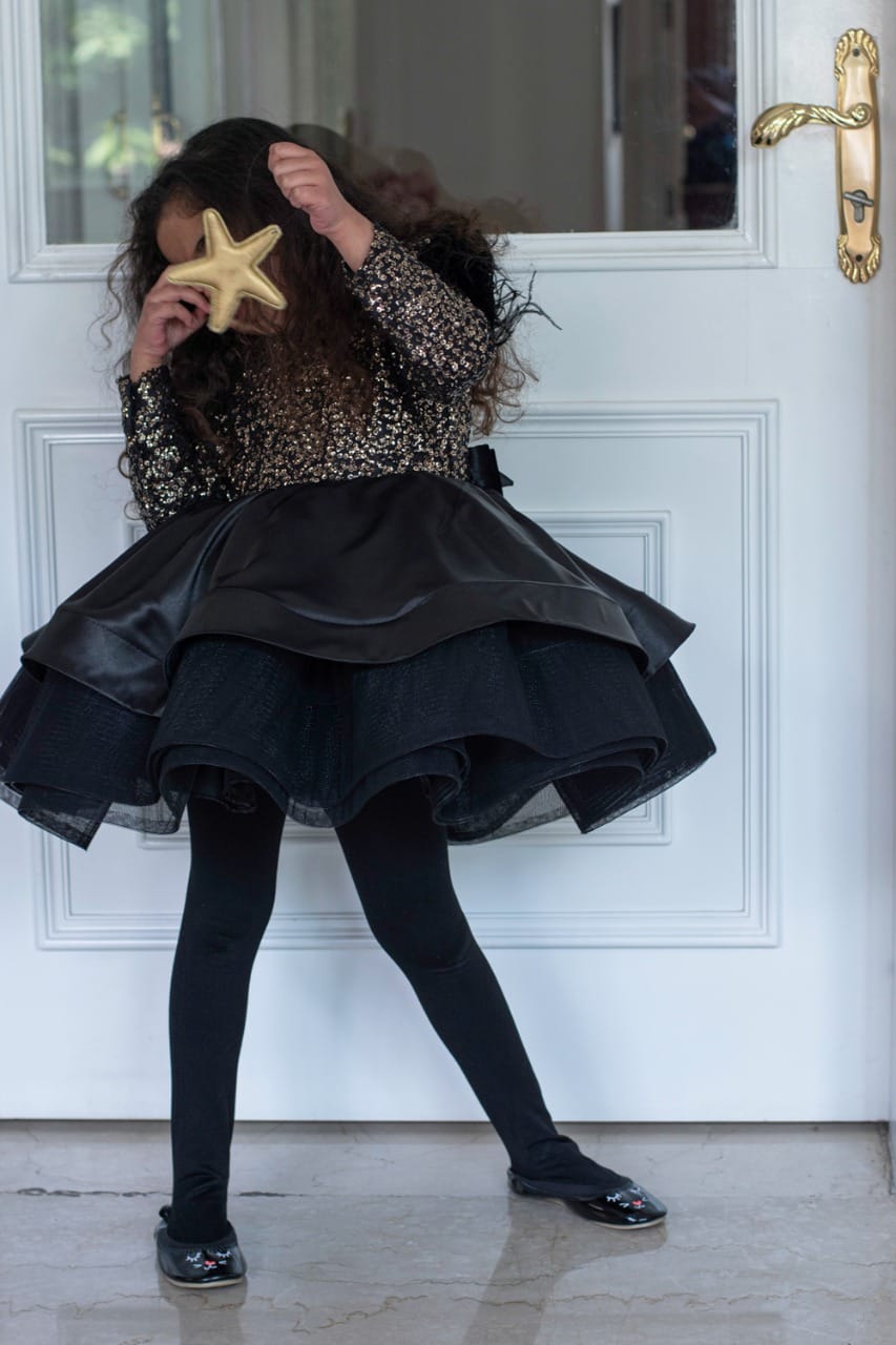 Blingalicious Dress – Black Designer Dress for Girls | PNK – Isha Arora India