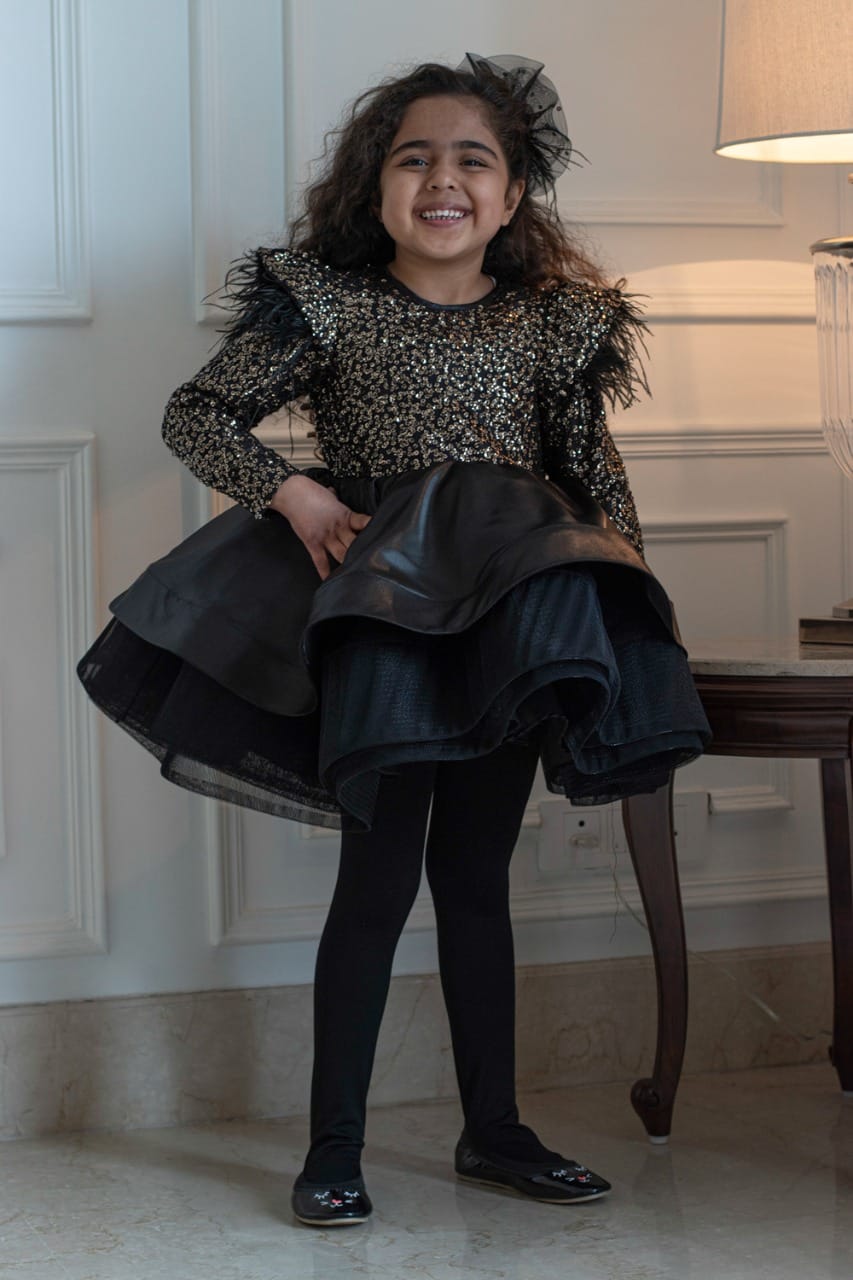 Blingalicious Dress – Black Designer Dress for Girls | PNK – Isha Arora India