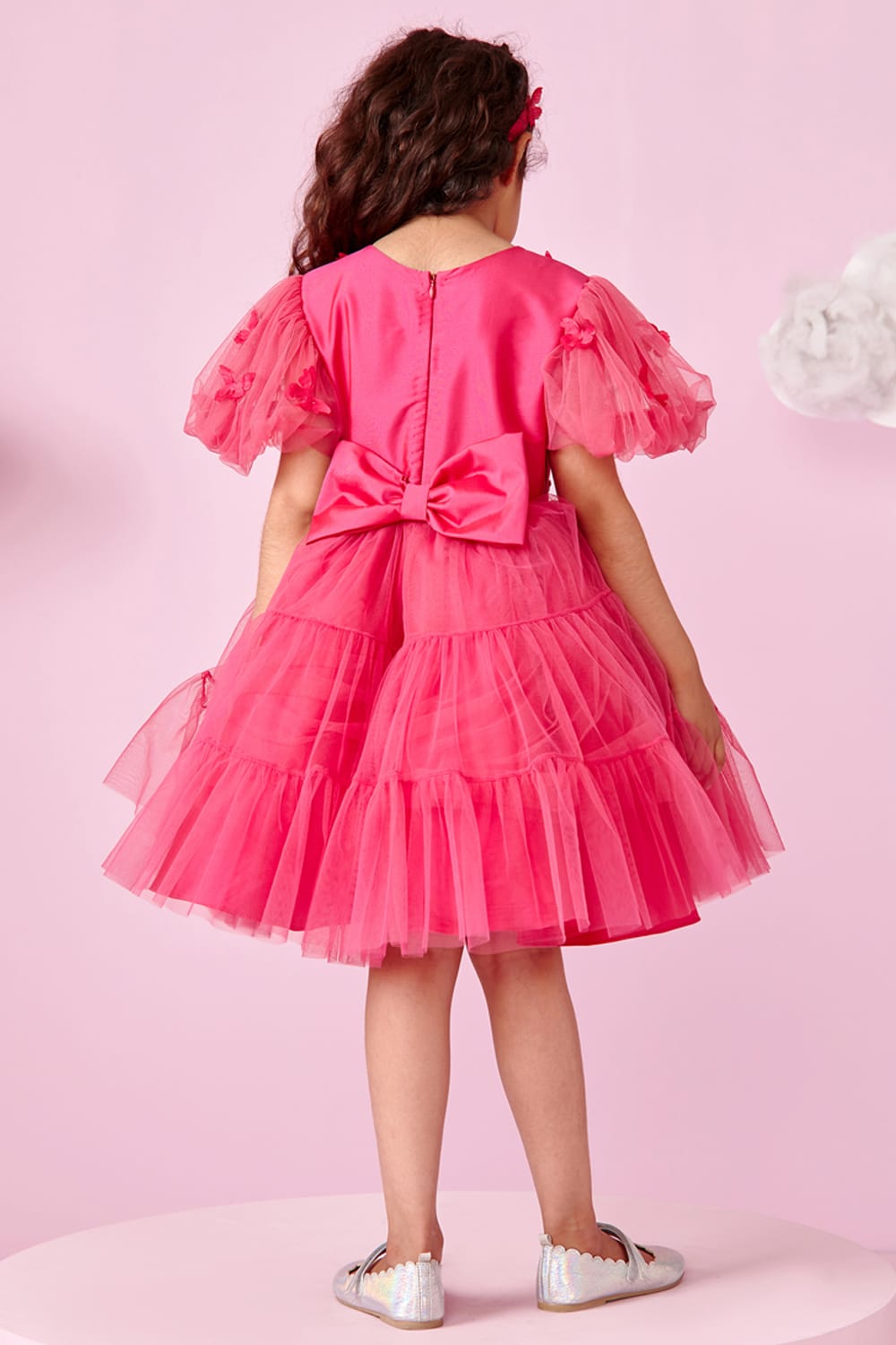 Butterfly Bubble Birthday Dress – Pink Designer Dress for Girls | PNK – Isha Arora India