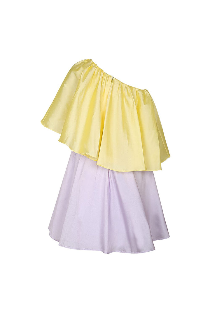 Candylicious Lemon-Lilac Dress – Yellow Designer Dress for Girls | PNK – Isha Arora India