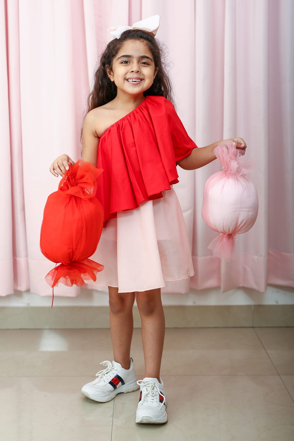 Candylicious Red-Pink Dress – Red Designer Dress for Girls | PNK – Isha Arora India