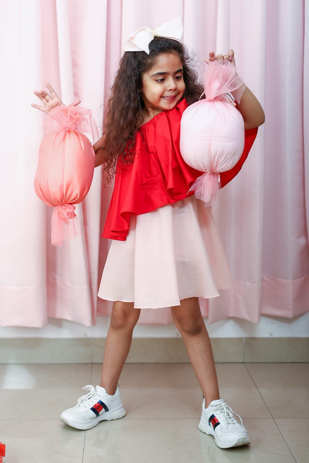 Candylicious Red-Pink Dress – Red Designer Dress for Girls | PNK – Isha Arora India