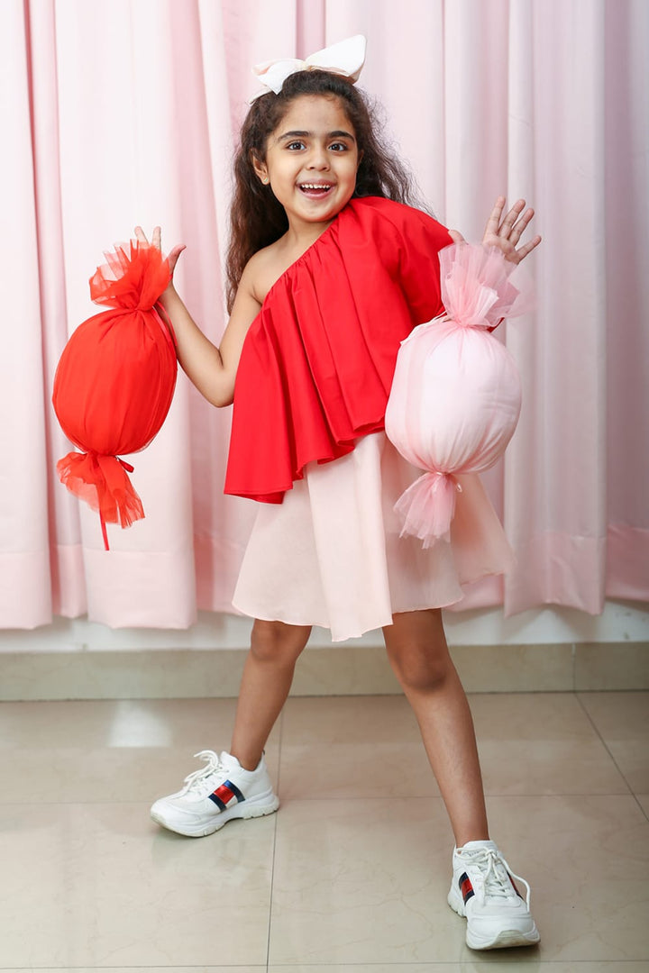 Candylicious Red-Pink Dress – Red Designer Dress for Girls | PNK – Isha Arora India