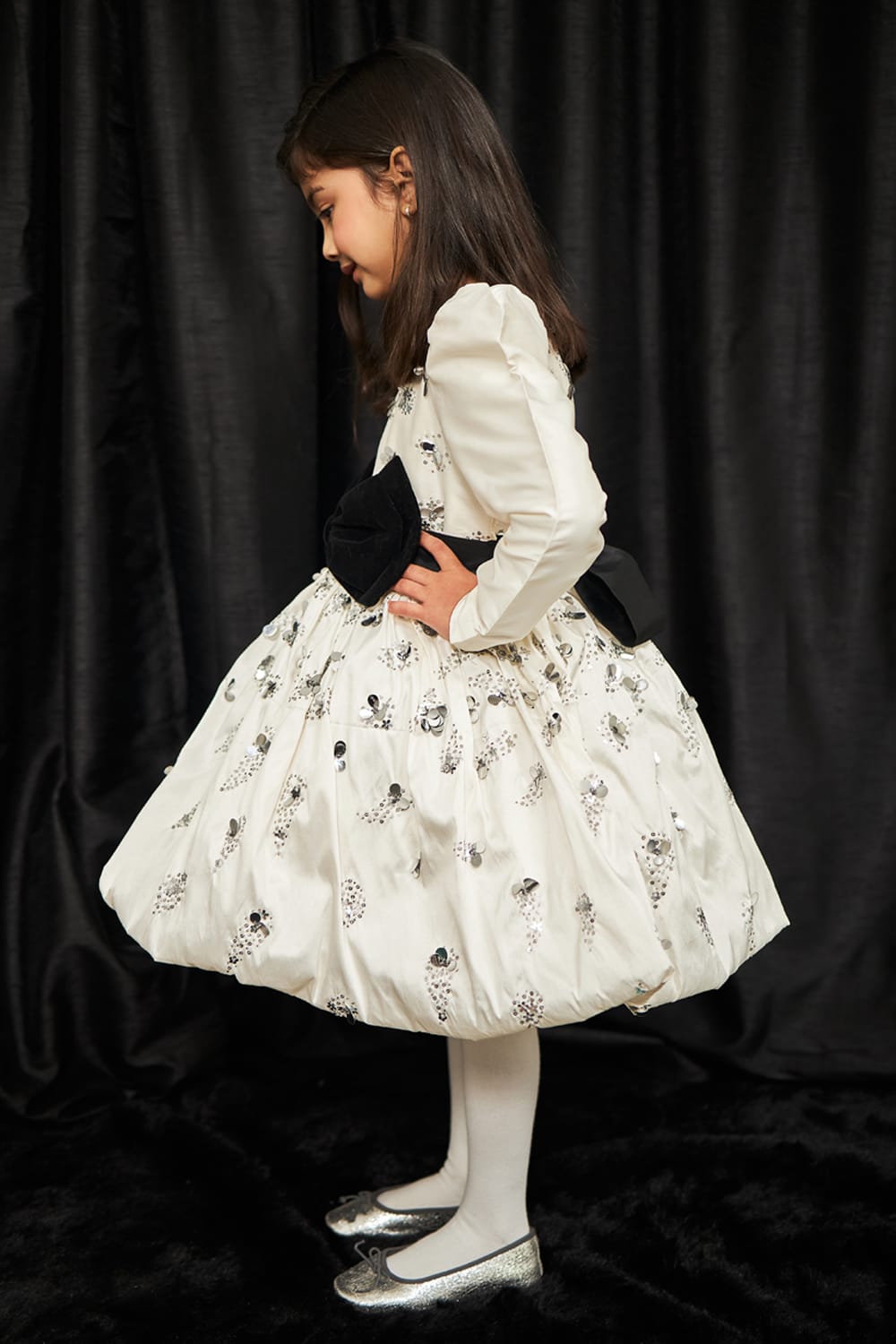 Disco Ball – Ivory Designer Dress for Girls | PNK – Isha Arora India