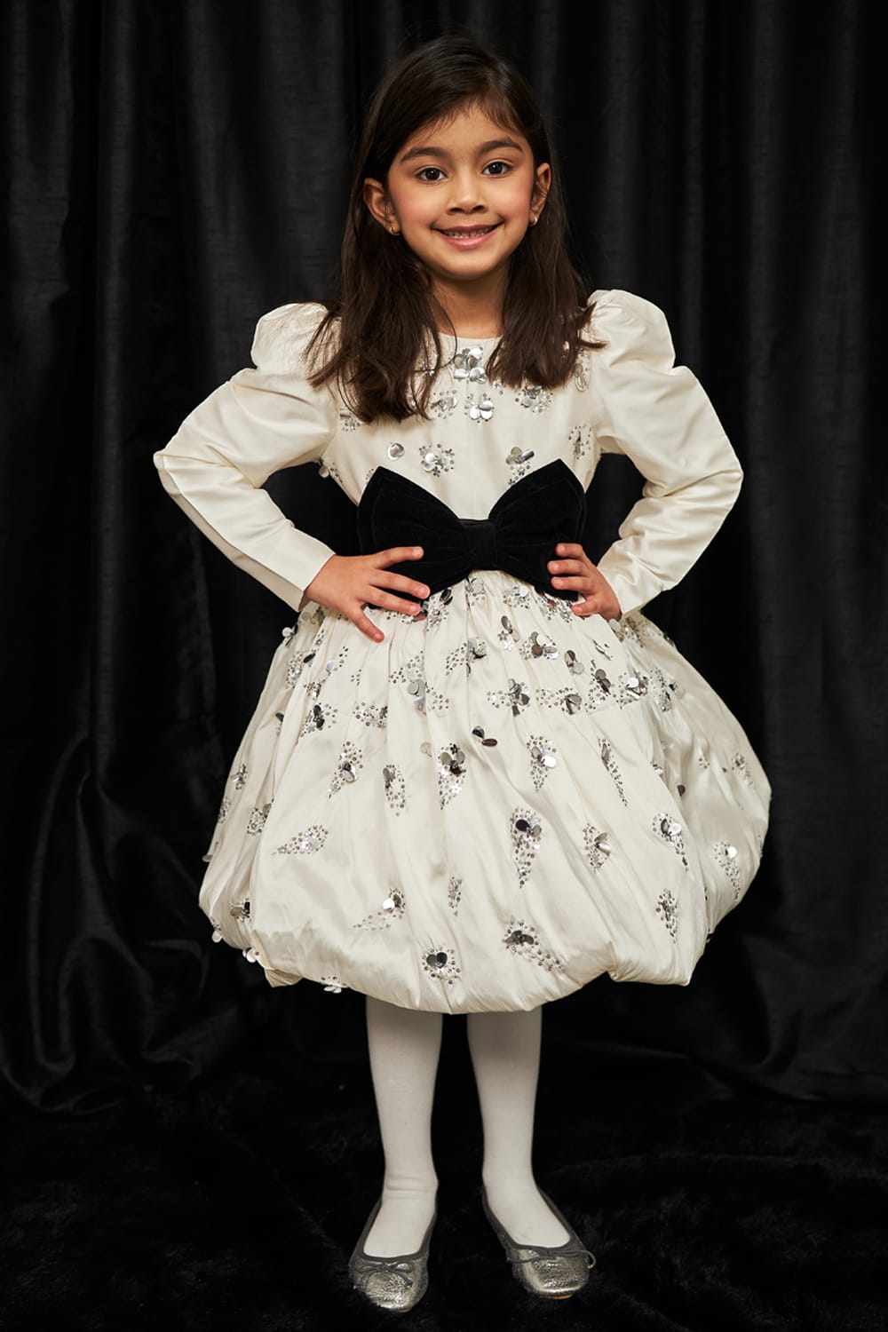 Disco Ball – Ivory Designer Dress for Girls | PNK – Isha Arora India