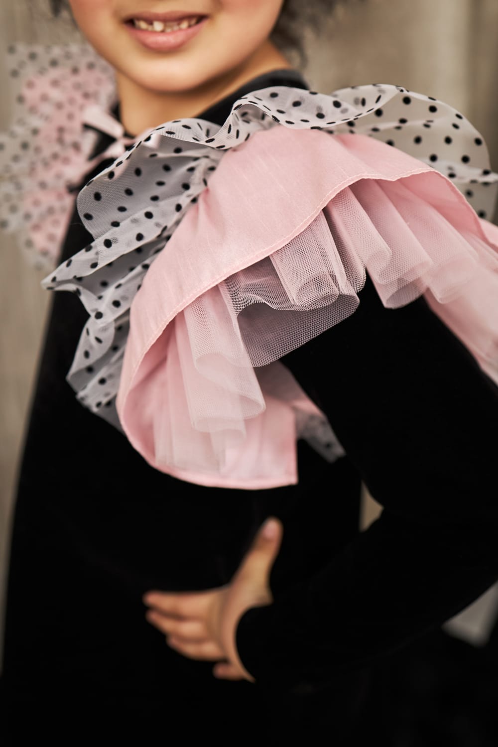 Doll Face Ruffle Sleeve – Black Designer Dress for Girls | PNK – Isha Arora India