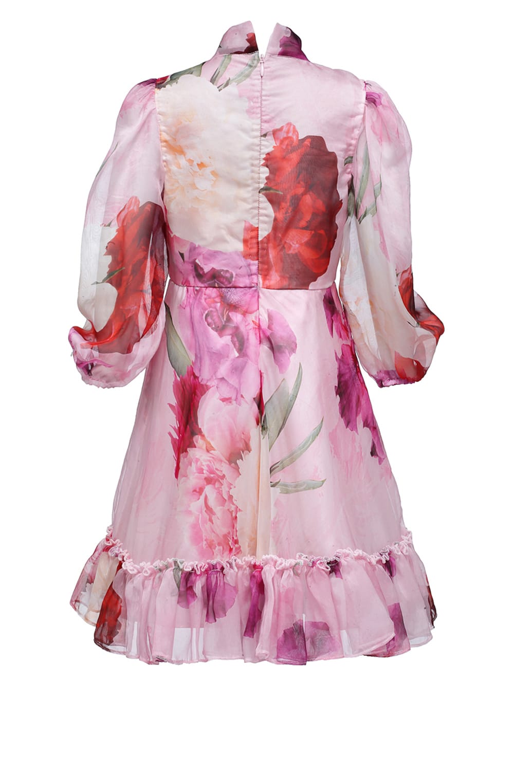 Floral Print Dress with Neck Tie up – Purple Designer Dress for Girls | PNK – Isha Arora India