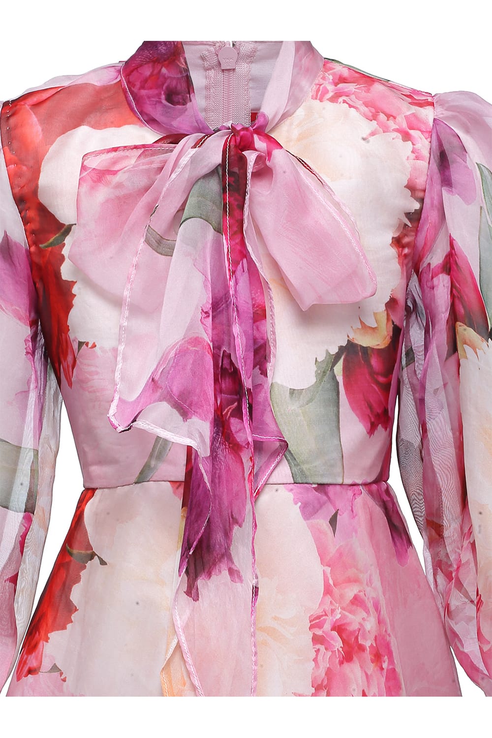 Floral Print Dress with Neck Tie up – Purple Designer Dress for Girls | PNK – Isha Arora India