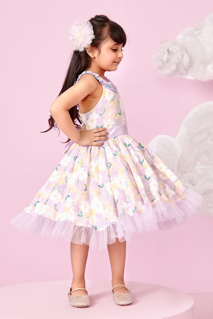 Floral Print Halter Neck Dress – Pink Designer Dress for Girls | PNK – Isha Arora India