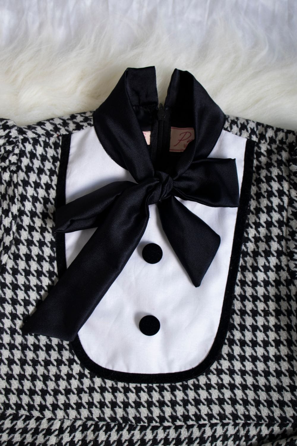 Houndstooth Classic Straight Dress – Black Designer Dress for Girls | PNK – Isha Arora India