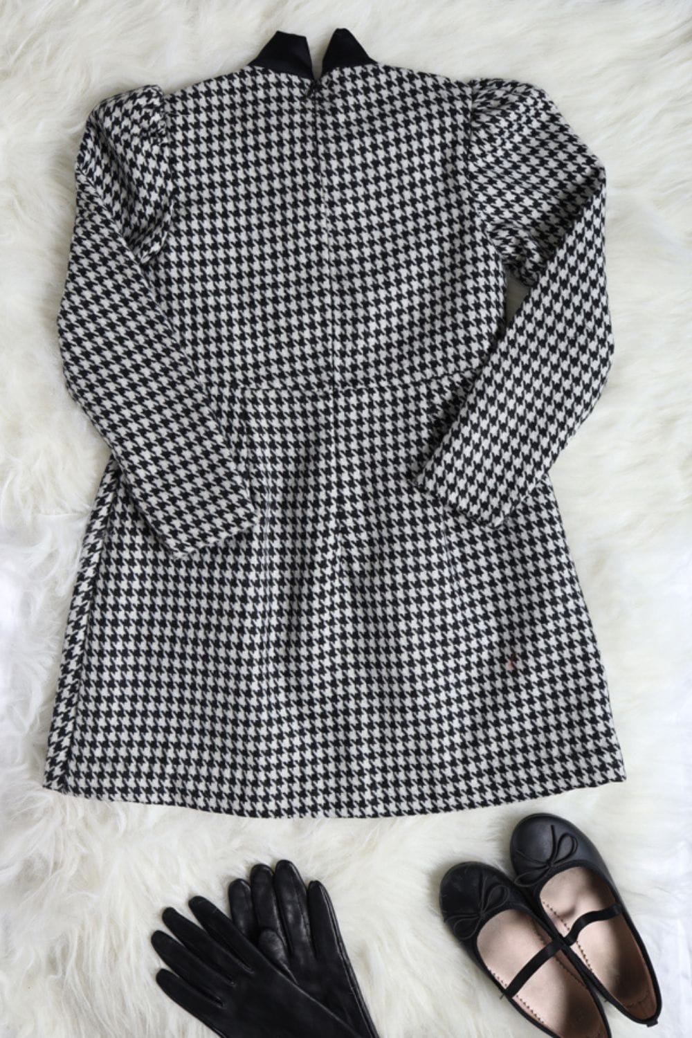 Houndstooth Classic Straight Dress – Black Designer Dress for Girls | PNK – Isha Arora India
