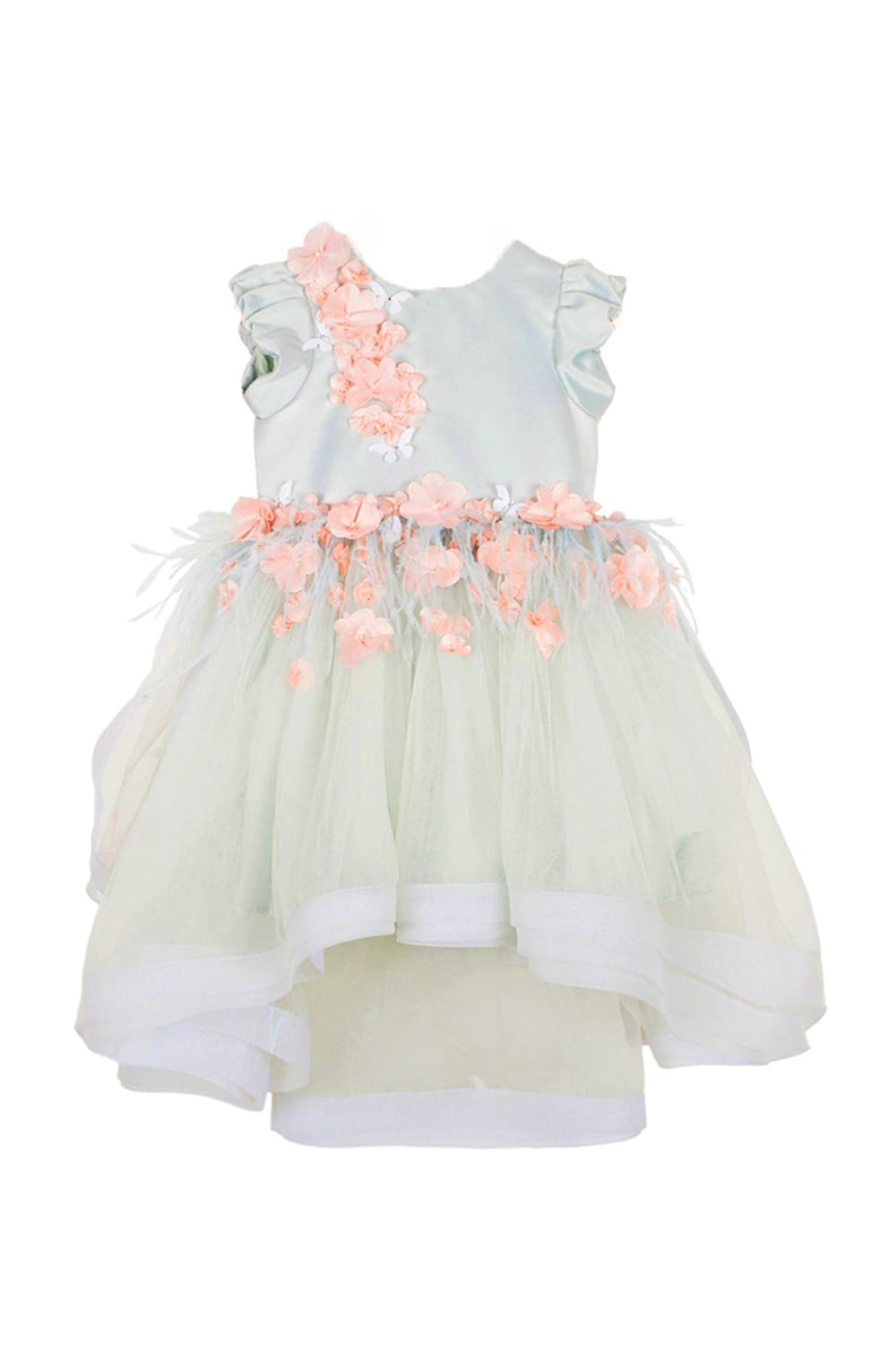 Ice Blue Super Satin High Low Birthday Gown – Pink Designer Dress for Girls | PNK – Isha Arora India
