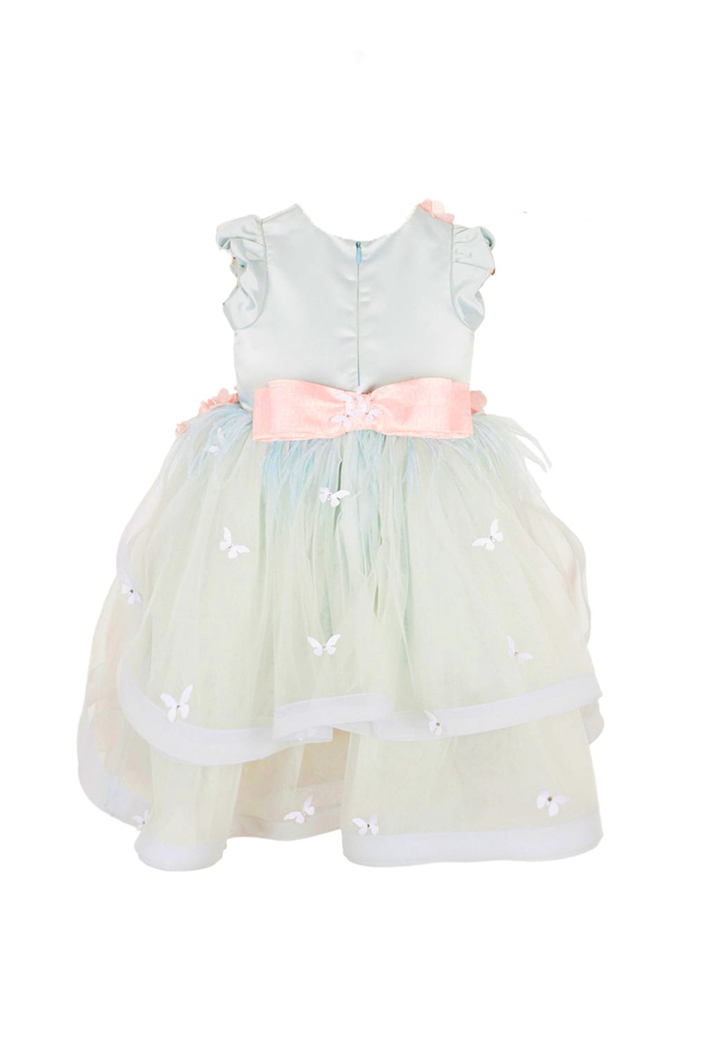 Ice Blue Super Satin High Low Birthday Gown – Pink Designer Dress for Girls | PNK – Isha Arora India