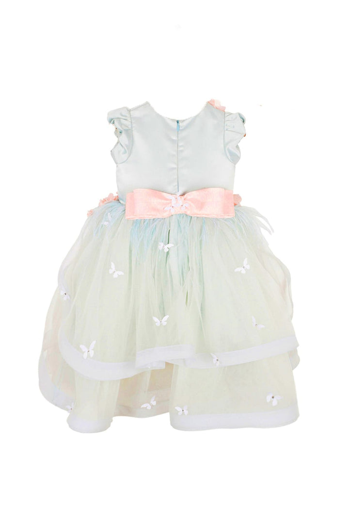 Ice Blue Super Satin High Low Birthday Gown – Pink Designer Dress for Girls | PNK – Isha Arora India