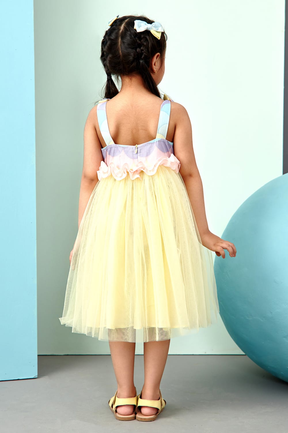 It’s a Sunny Dip Day Birthday Dress – Multicolour Designer Dress for Girls | PNK – Isha Arora India