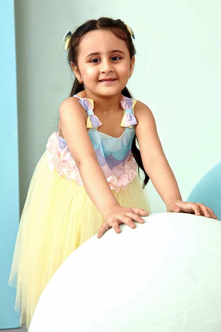 It’s a Sunny Dip Day Birthday Dress – Multicolour Designer Dress for Girls | PNK – Isha Arora India