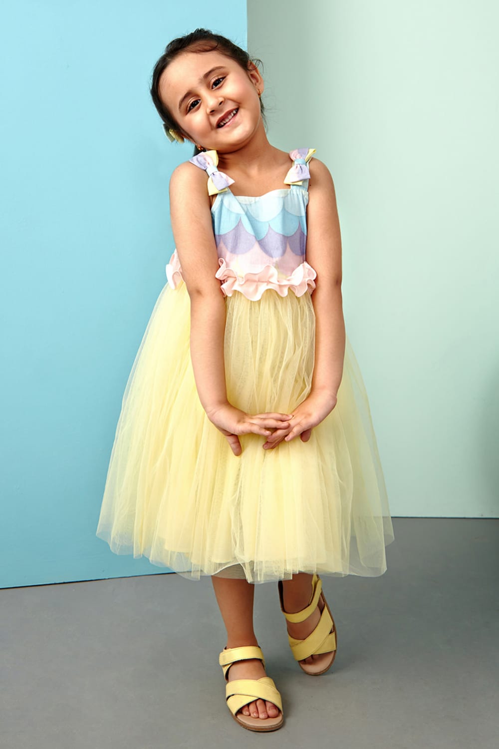 It’s a Sunny Dip Day Birthday Dress – Multicolour Designer Dress for Girls | PNK – Isha Arora India