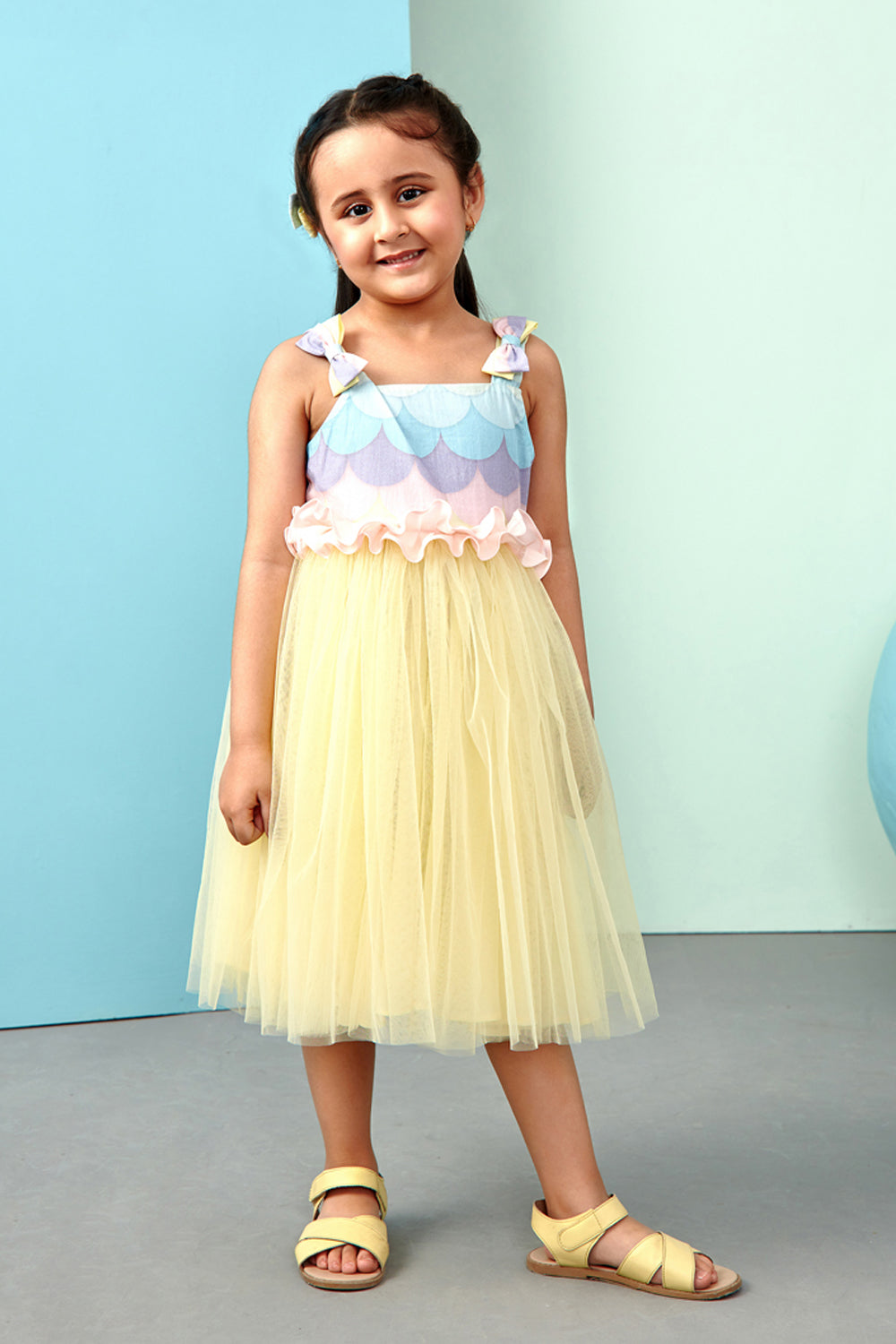 It’s a Sunny Dip Day Birthday Dress – Multicolour Designer Dress for Girls | PNK – Isha Arora India