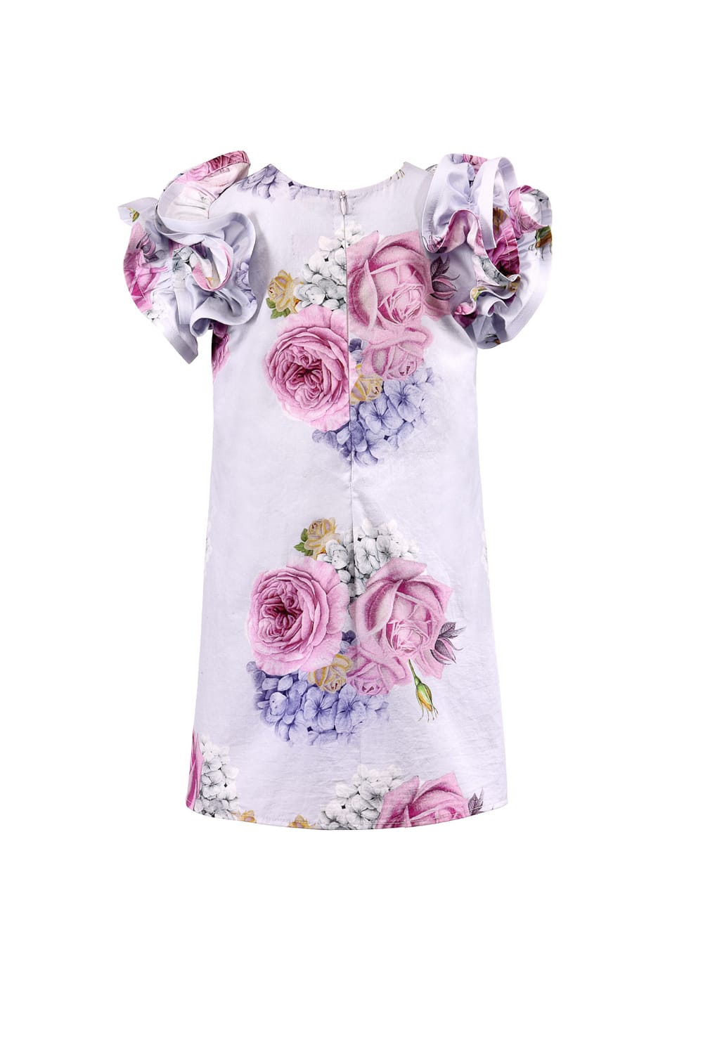 Lilac Floral Print Ruffle Sleeve Dress – Purple Designer Dress for Girls | PNK – Isha Arora India
