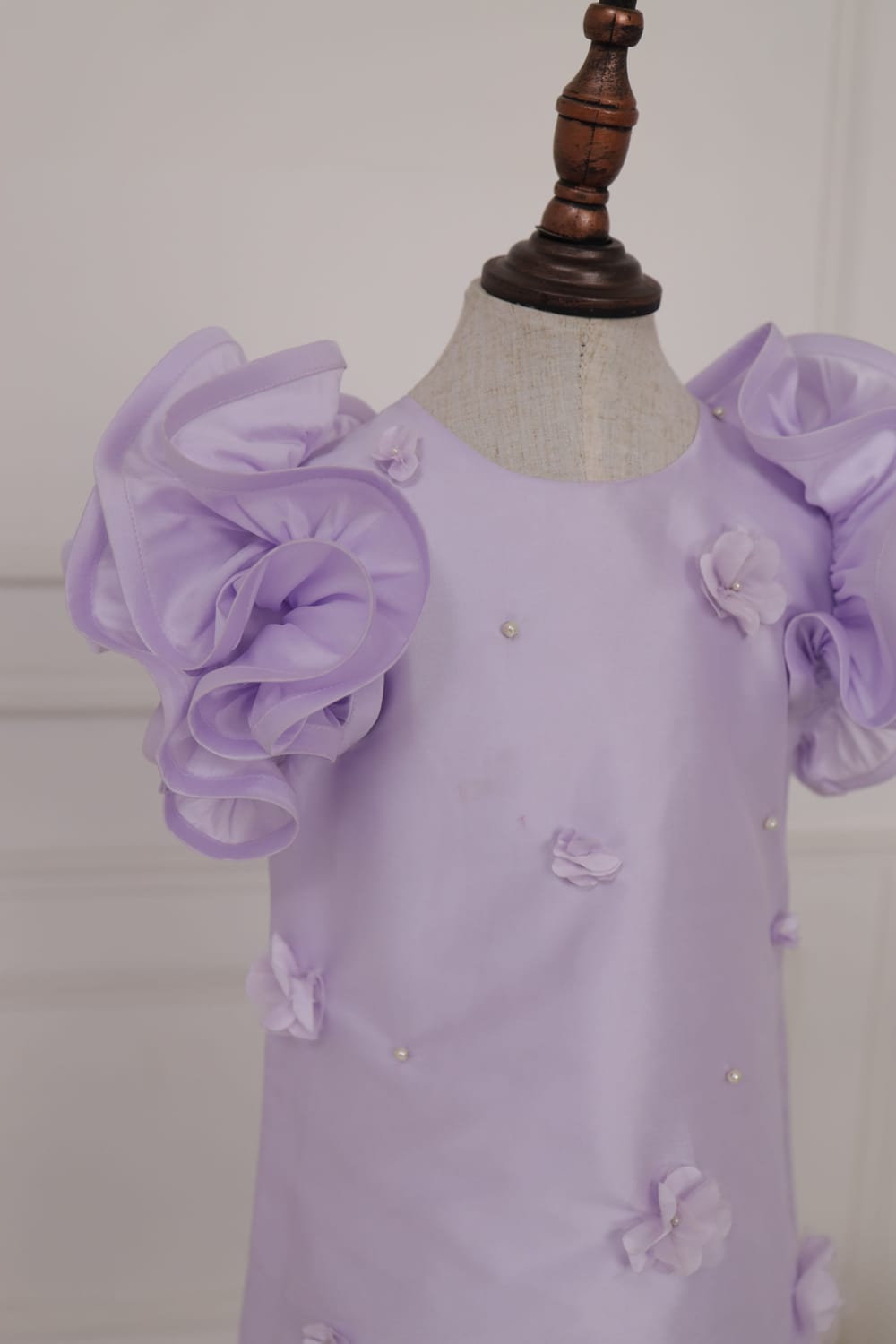 Lilac Shift Dress Ruffle Sleeve – Purple Designer Dress for Girls | PNK – Isha Arora India