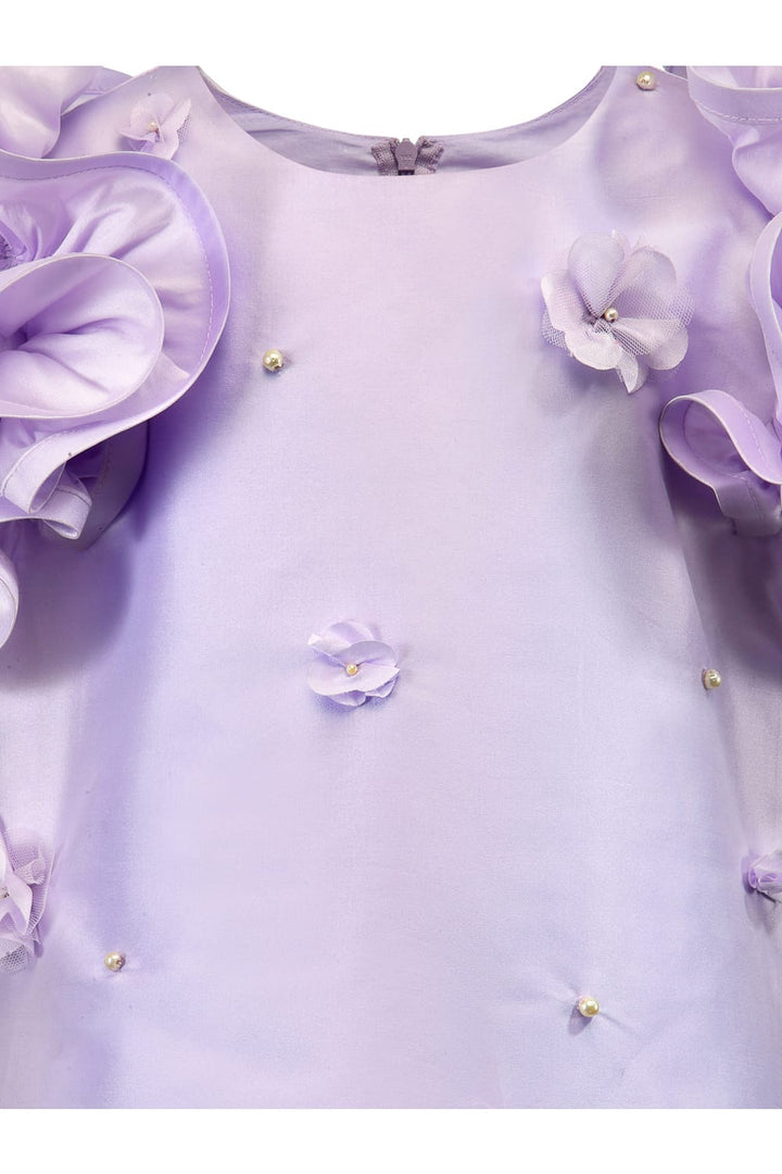 Lilac Shift Dress Ruffle Sleeve – Purple Designer Dress for Girls | PNK – Isha Arora India