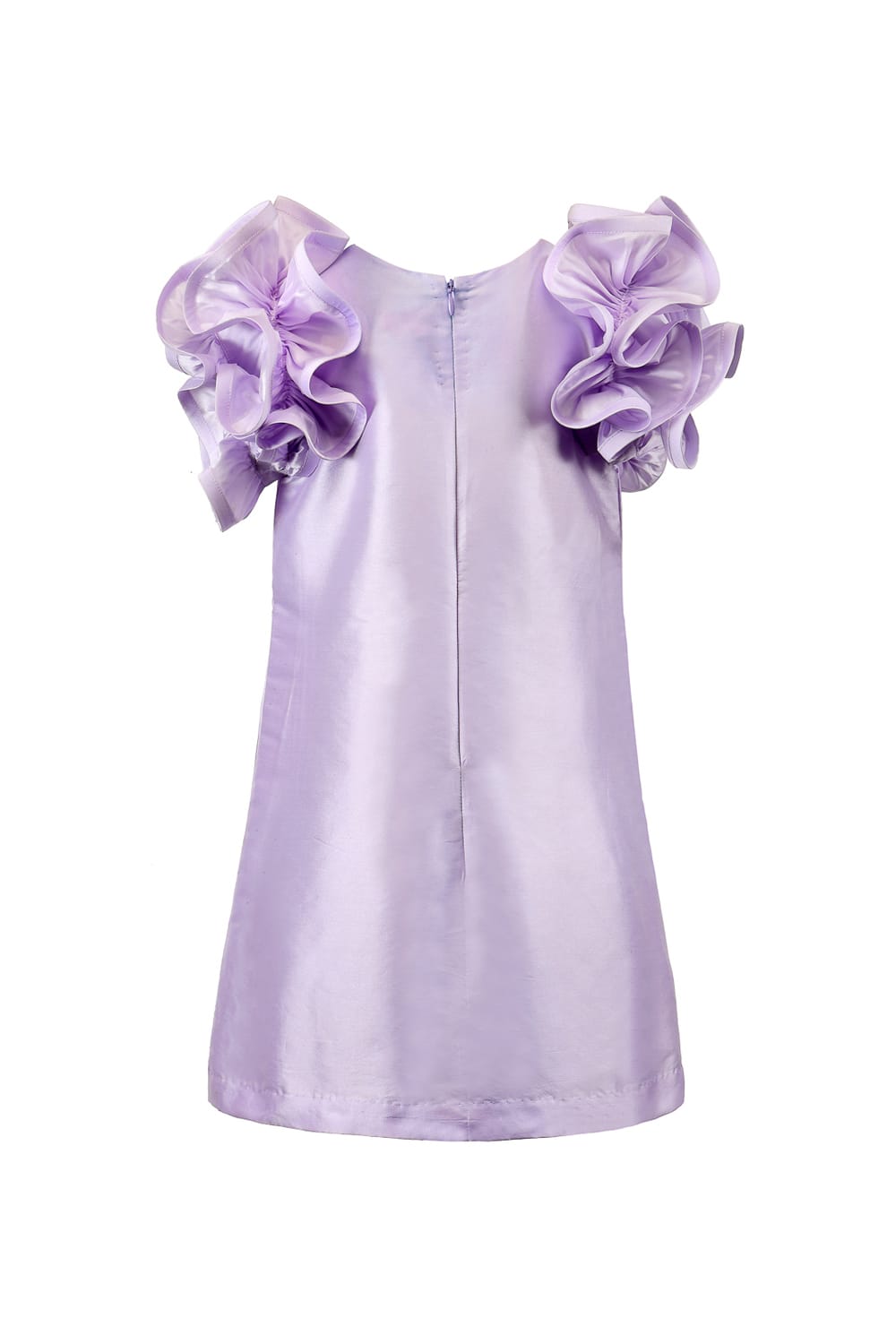 Lilac Shift Dress Ruffle Sleeve – Purple Designer Dress for Girls | PNK – Isha Arora India