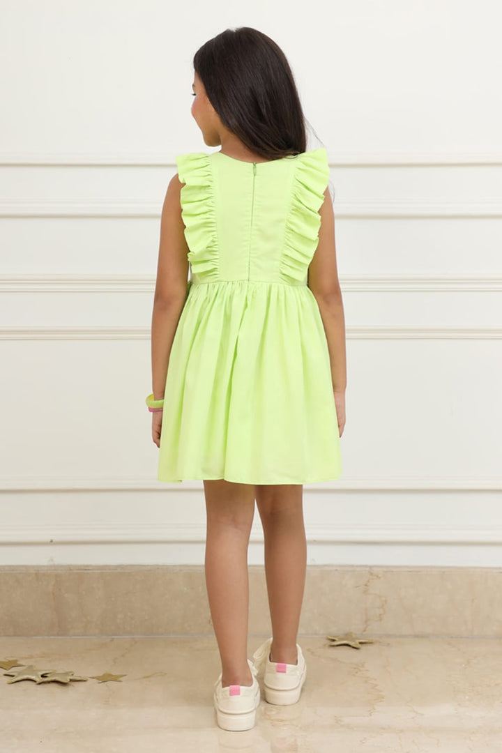 Lime Dress – Yellow Designer Dress for Girls | PNK – Isha Arora India