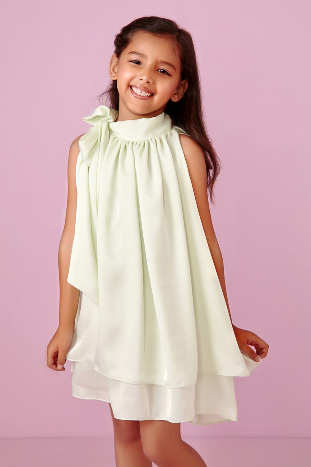 Lime-Ice Dress – Yellow Designer Dress for Girls | PNK – Isha Arora India