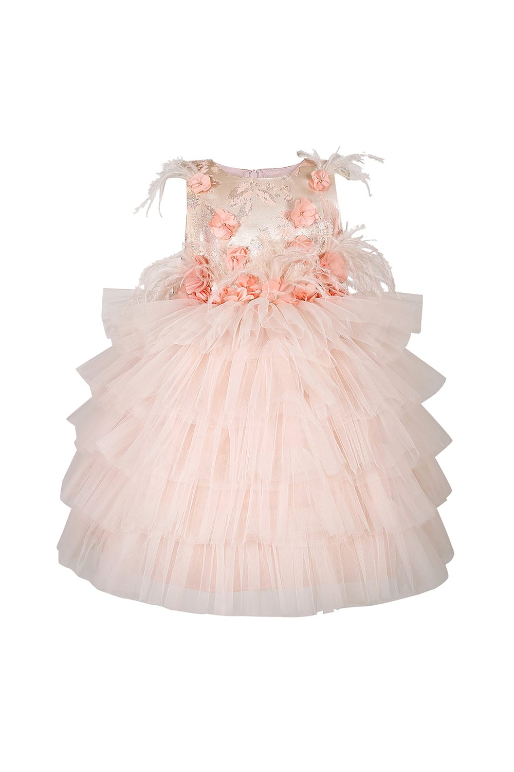 Little Miss Fancy Dress – Peach Designer Dress for Girls | PNK – Isha Arora India