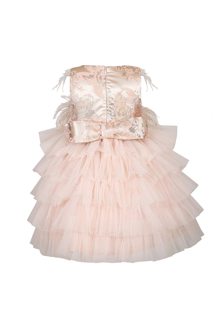 Little Miss Fancy Dress – Peach Designer Dress for Girls | PNK – Isha Arora India