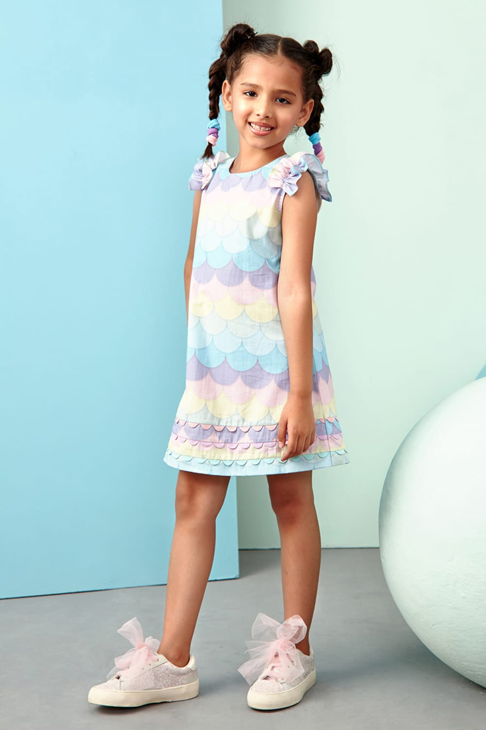 Mermaid Macron Dress – Multicolour Designer Dress for Girls | PNK – Isha Arora India