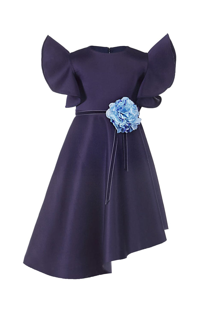 Navy Blue Asymmetric Dress – Blue Designer Dress for Girls | PNK – Isha Arora India