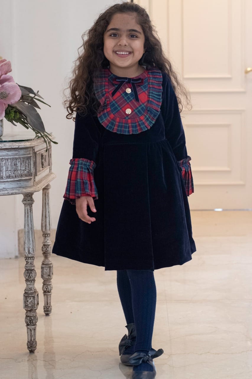 Navy Blue Velvet Sheath Dress – Blue Designer Dress for Girls | PNK – Isha Arora India