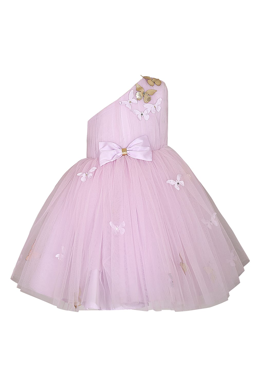 One Shoulder Lilac Birthday Dress – Pink Designer Dress for Girls | PNK – Isha Arora India