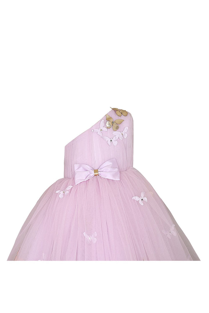 One Shoulder Lilac Birthday Dress – Pink Designer Dress for Girls | PNK – Isha Arora India