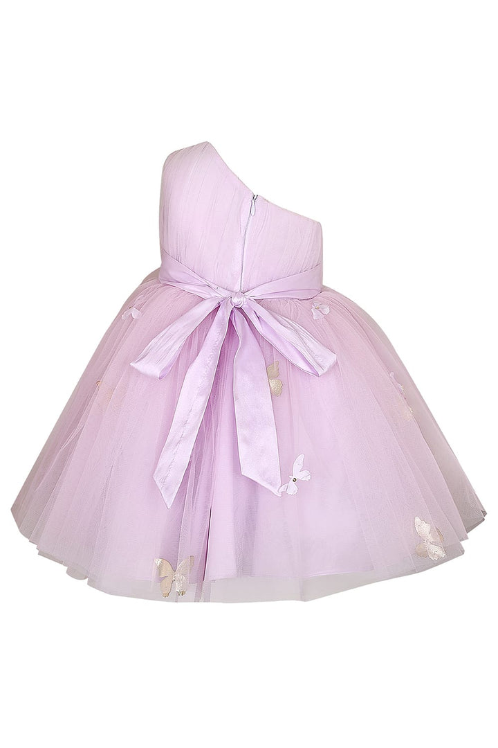 One Shoulder Lilac Birthday Dress – Pink Designer Dress for Girls | PNK – Isha Arora India