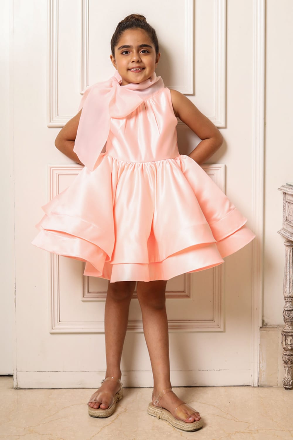 Peach Ballerina Dress – Peach Designer Dress for Girls | PNK – Isha Arora India