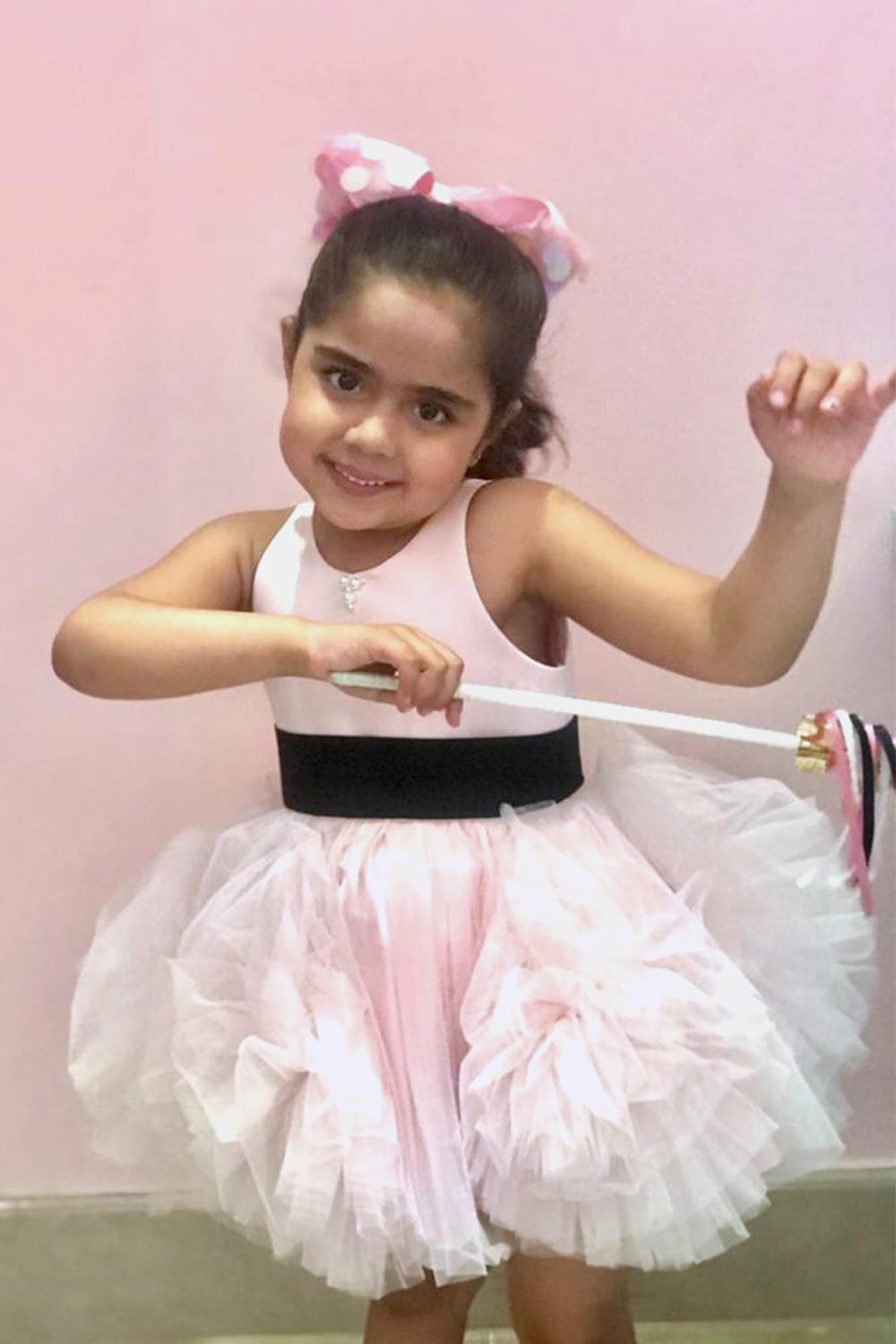 Pinklicious Soft Pink Big Tulle Flowers Dress With Black Sash Birthday Dress – Pink Designer Dress for Girls | PNK – Isha Ar…