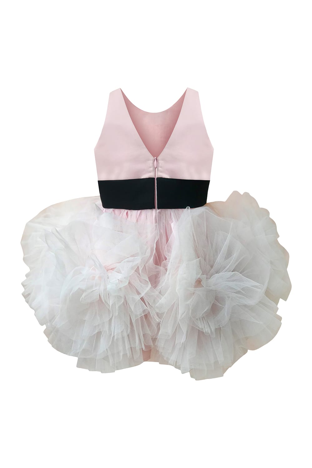 Pinklicious Soft Pink Big Tulle Flowers Dress With Black Sash Birthday Dress – Pink Designer Dress for Girls | PNK – Isha Ar…